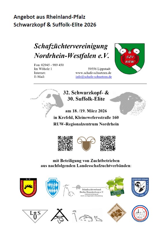 32. Schwarzkopf- und 30. Suffolk-Eliteauktion am 18./19. März 2026 in Krefeld